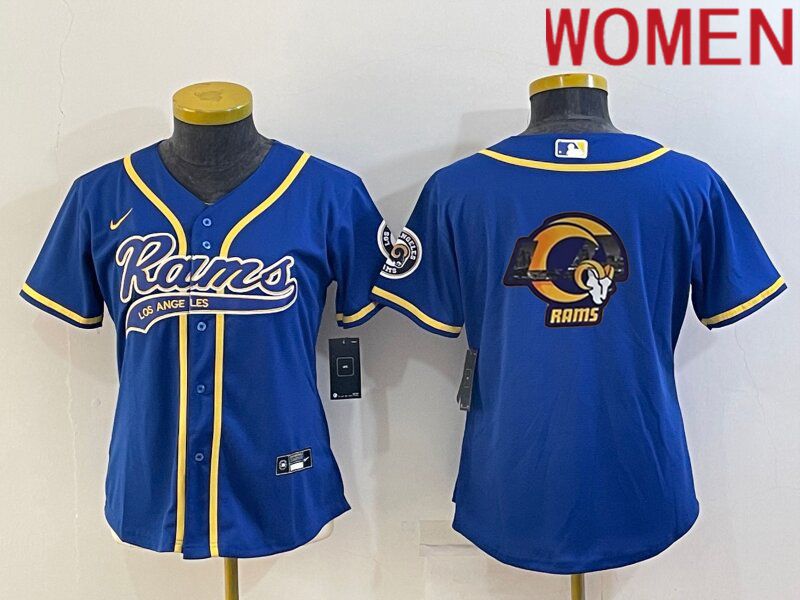 Women Los Angeles Rams Blank Blue 2022 Nike Co branded NFL Jersey->women nfl jersey->Women Jersey